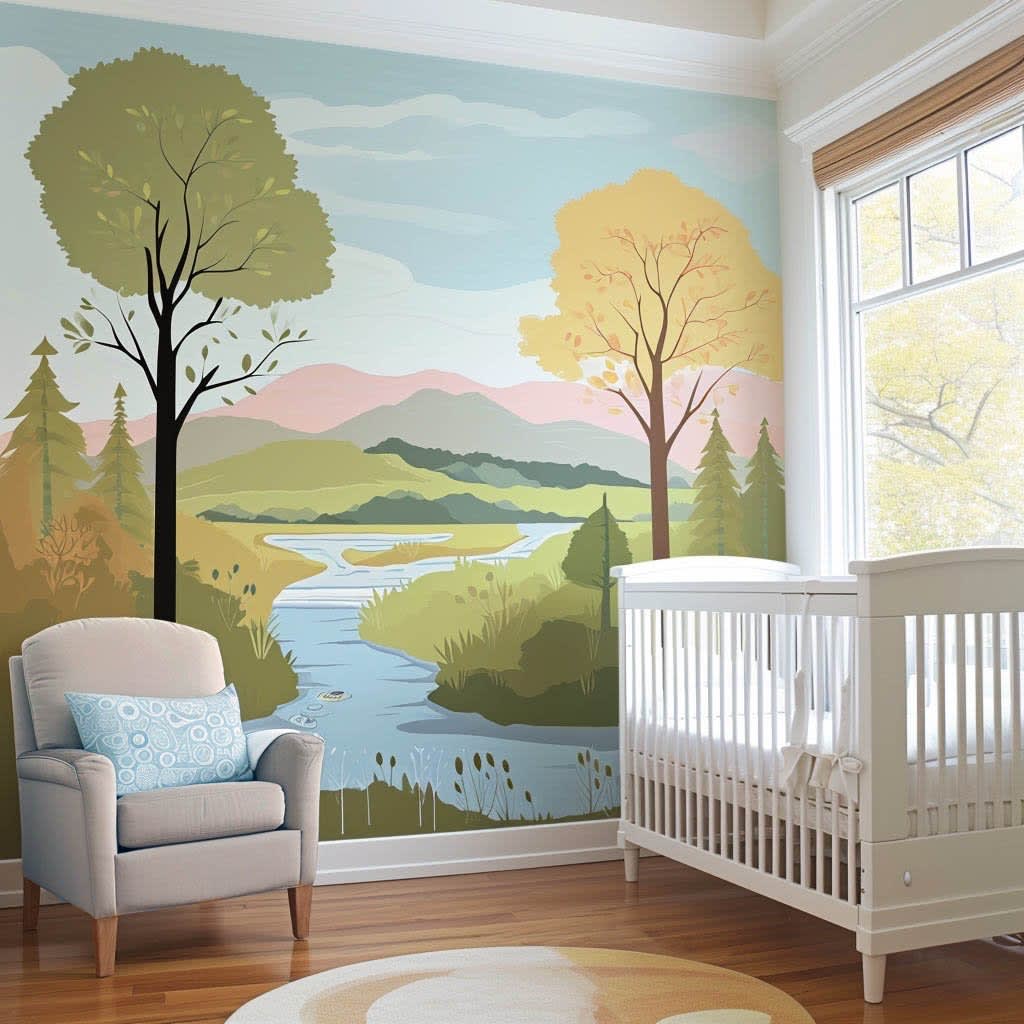 Nursery mural painting for a Bay Area home