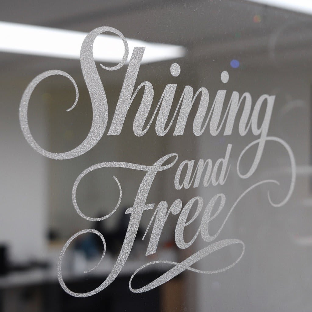 Professional etched glass sign with detailed logo work and a frosted finish.