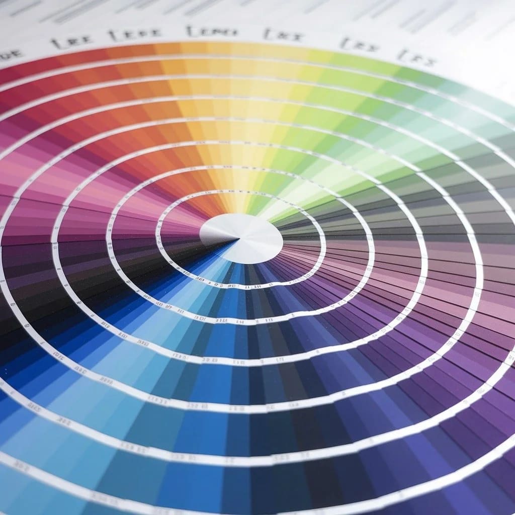 Color wheel showing color relationships used in effective commercial sign design.