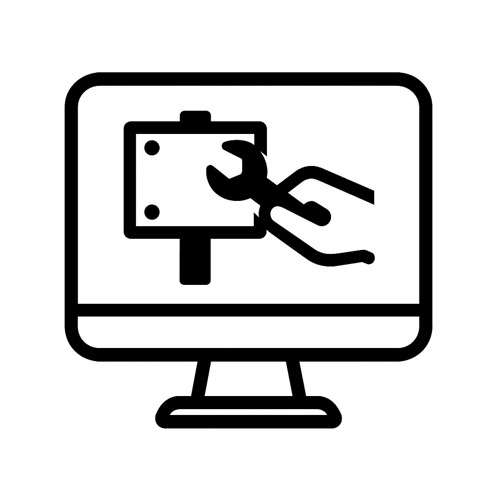 Professional sign installation icon for a commercial project