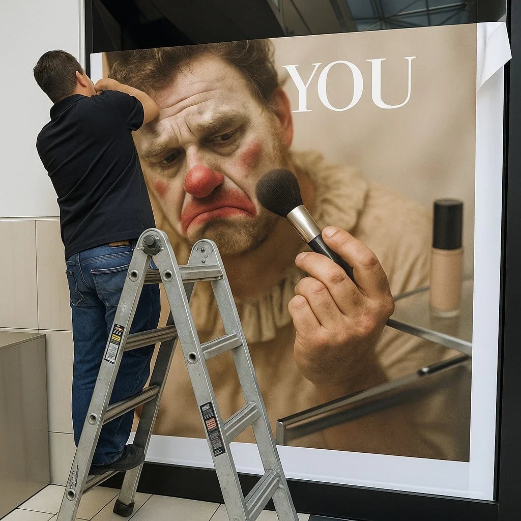 Vinyl graphics installation on an office wall