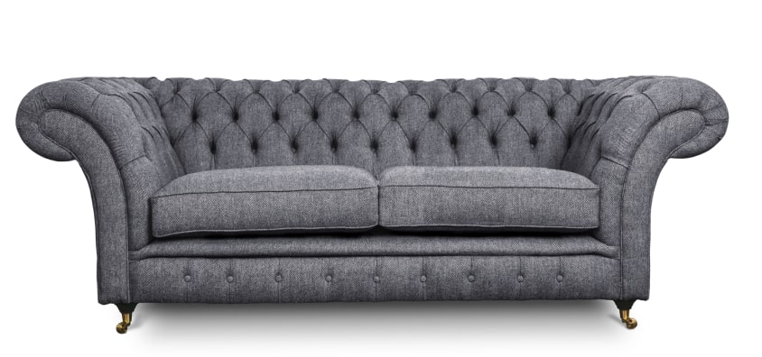 Dark Grey Herringbone Wool 3 Seater Chesterfield Sofa Our S W James No With Sofabed Options