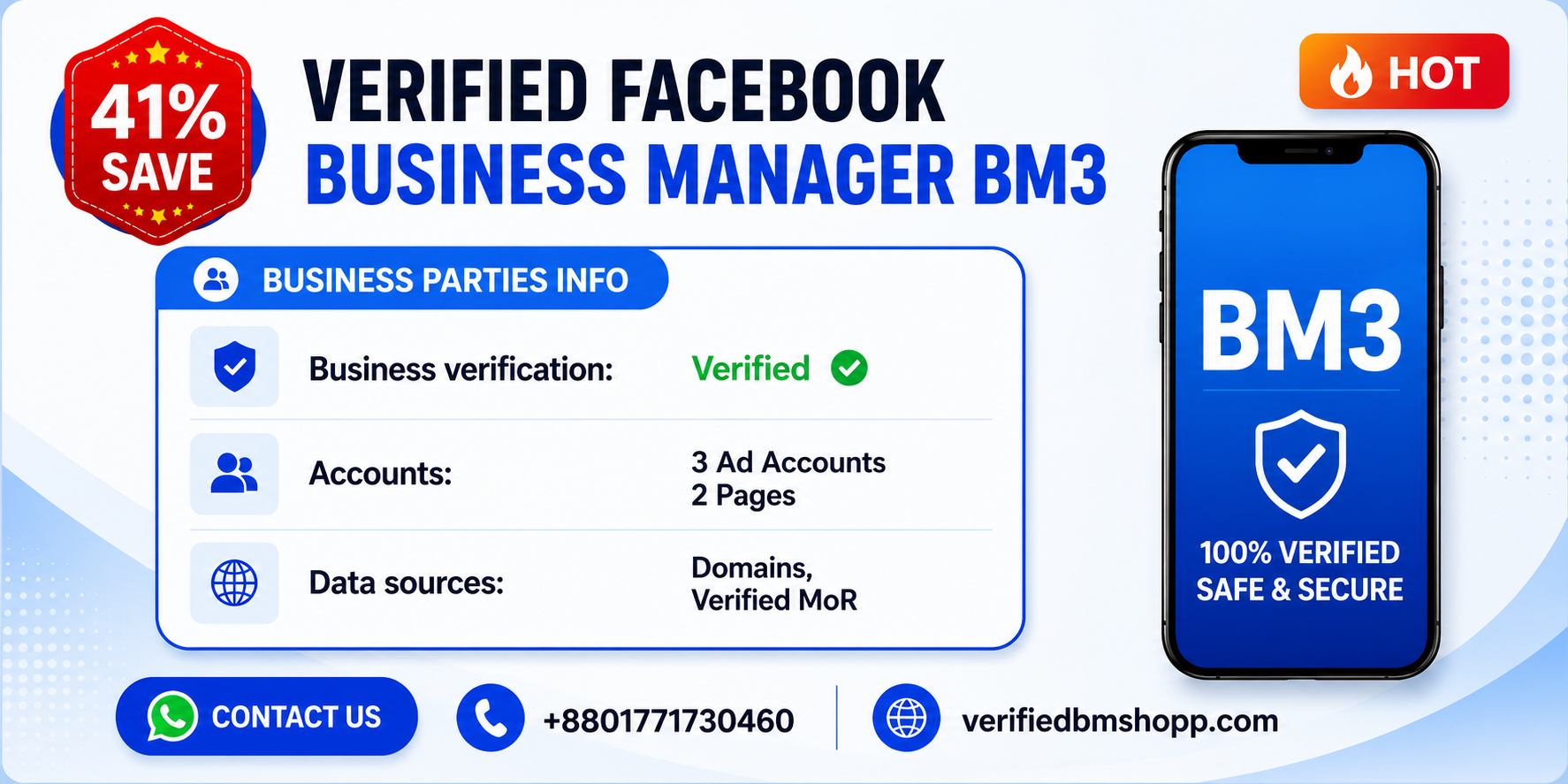Facebook Business Manager Verified (BM3) – 3 Ad Accounts Ready