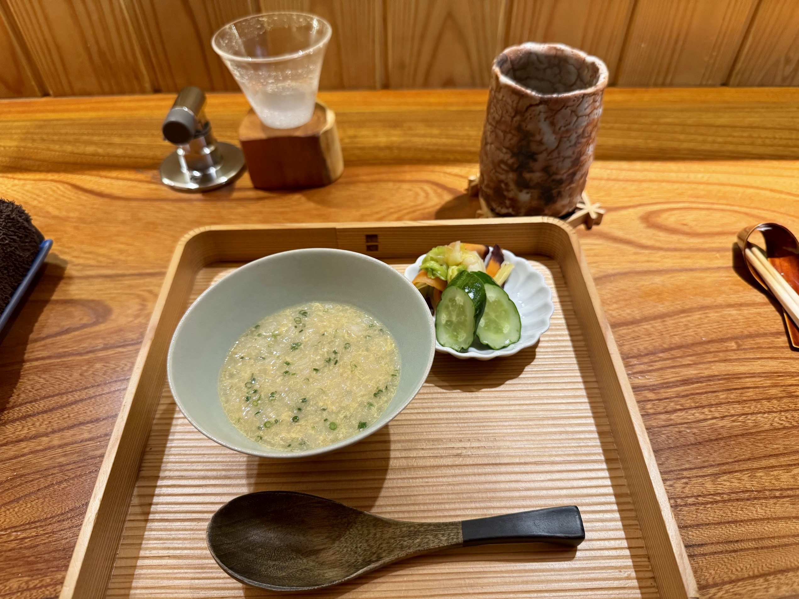 egg soup and tsukemono