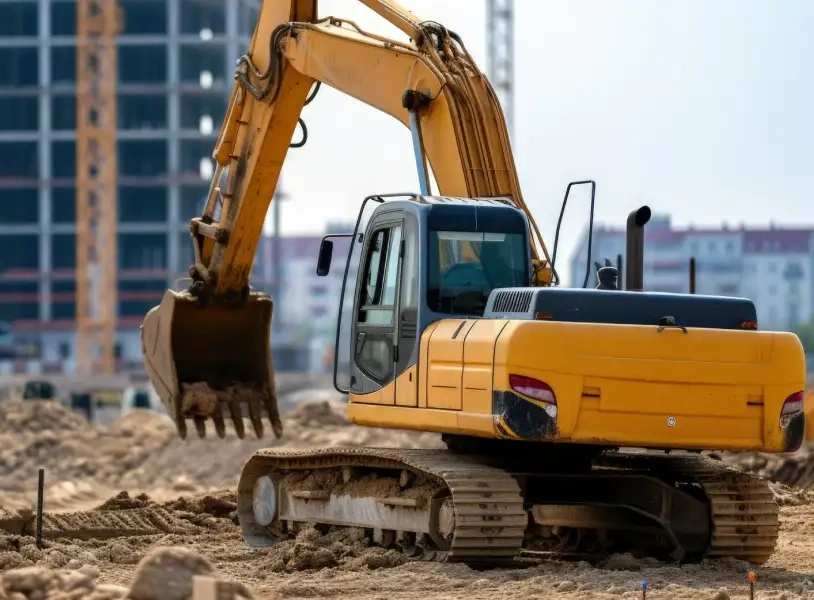 Maquinaria pesada en obra de construcción — seguros CAR y EAR para empresas