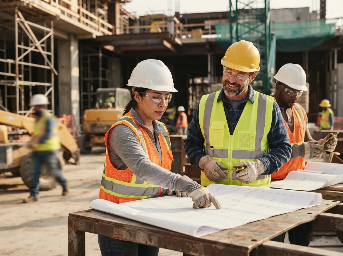 Trabajadores con equipos de protección personal en sector de riesgo (minería, construcción o industria). Representa cobertura SCTR.