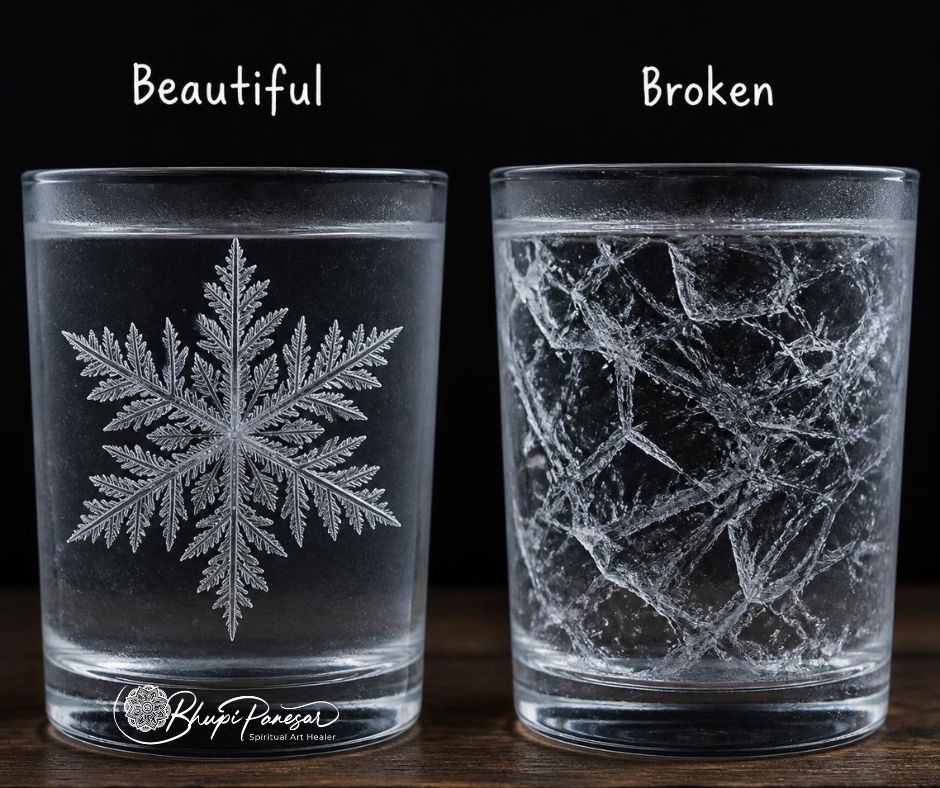 Two frozen water glasses