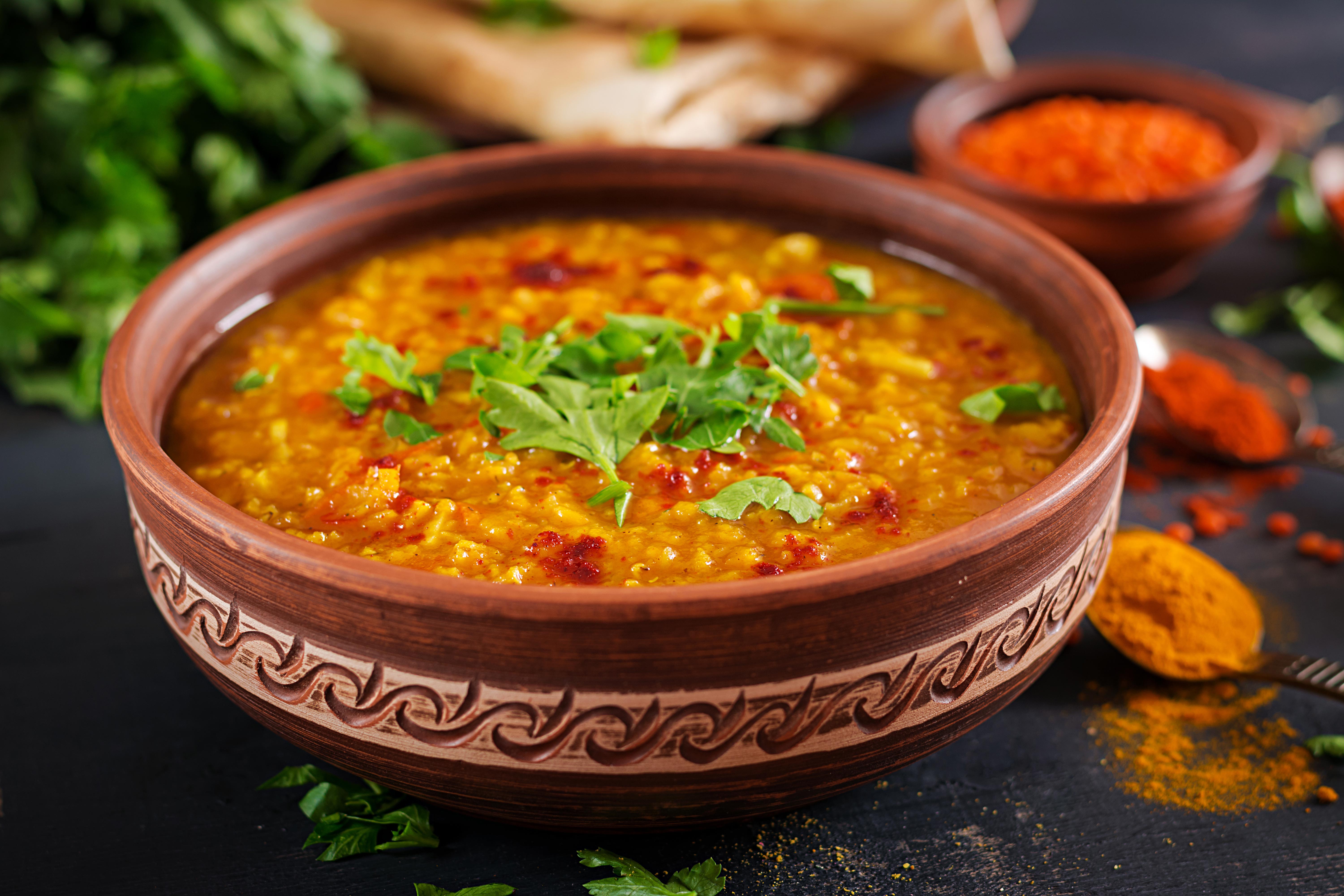 Lentil dal with naan