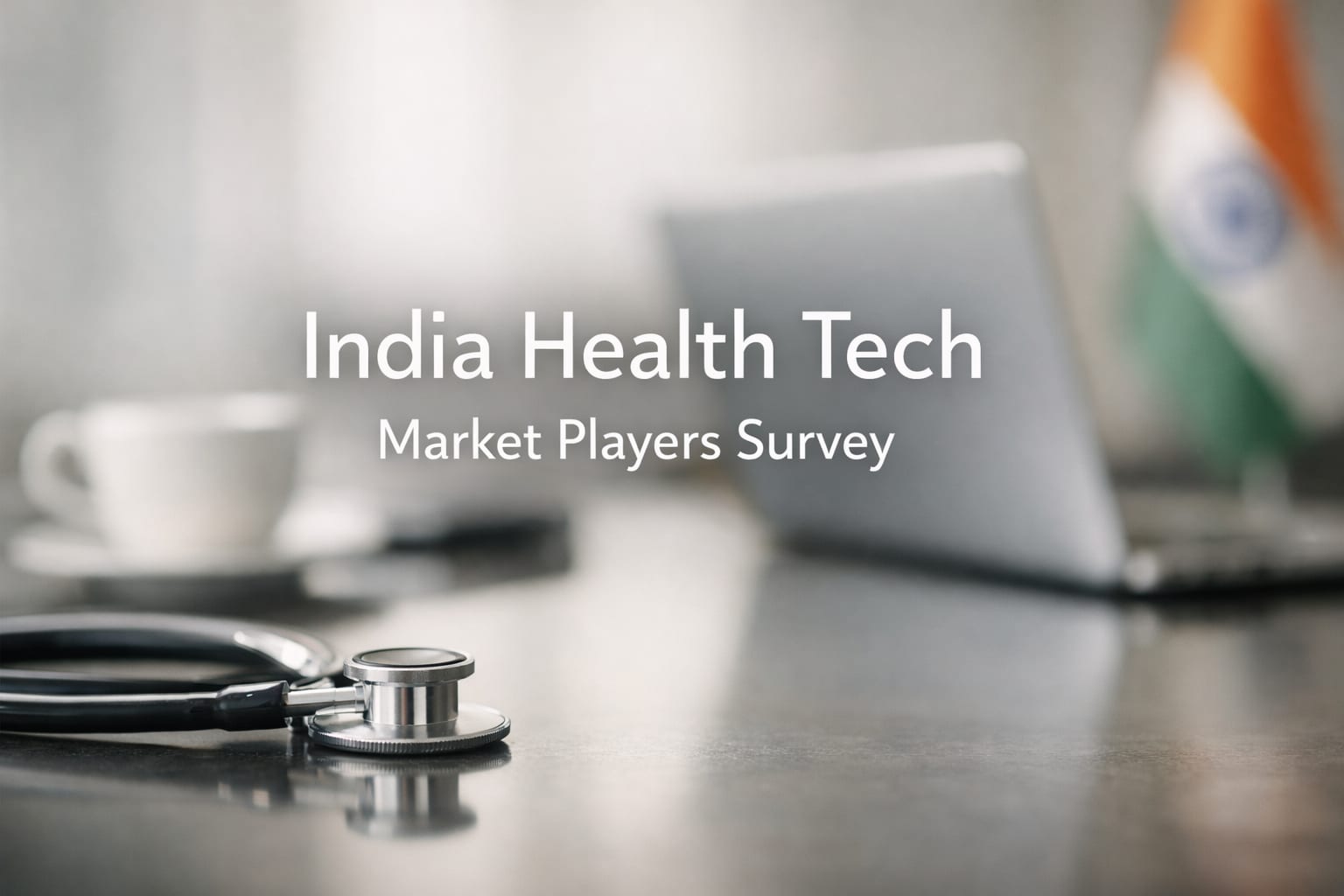 A doctor consults with a patient using a tablet, symbolizing the India Health Tech Market Players Survey.
