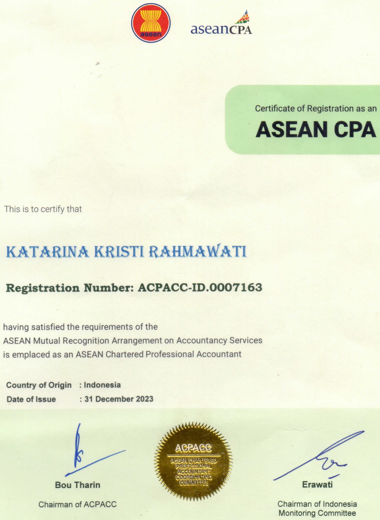 Sertifikat ASEAN CPA