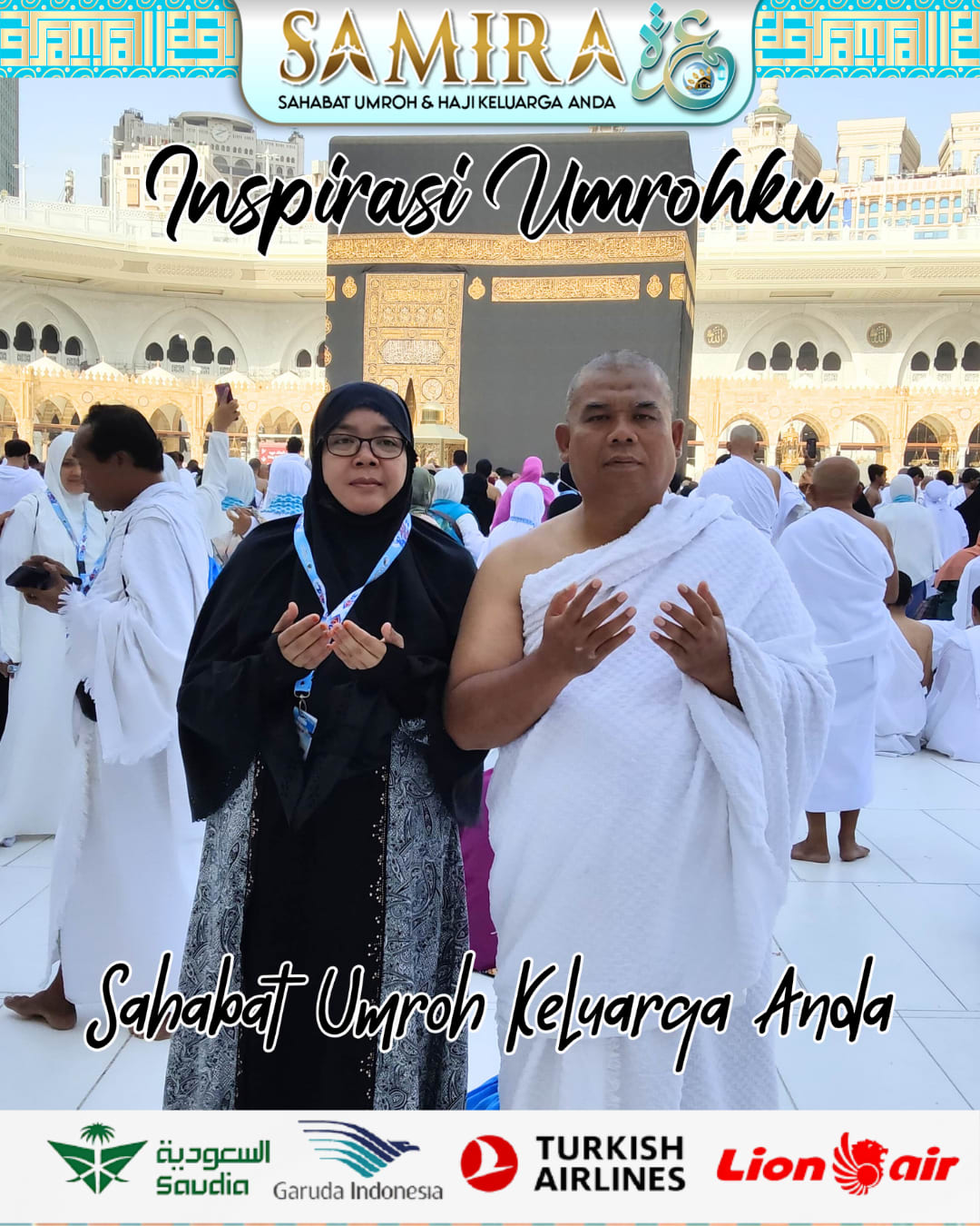 Galeri perjalanan umroh bersama Samira Travel menampilkan momen kebersamaan jamaah termasuk Andriansyah  