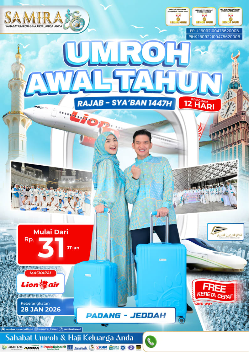 Brosur Padang 13 Hari - Keberangkatan dari Padang dengan maskapai Lion Air