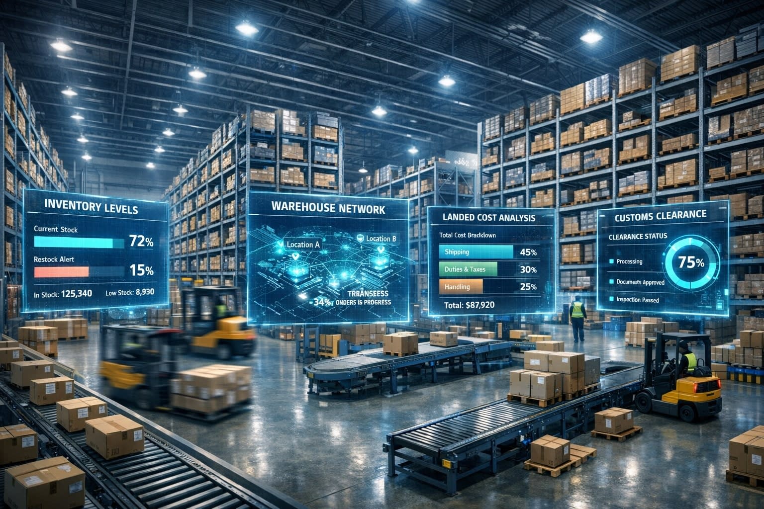 Industrial manufacturing facility with production equipment and quality control