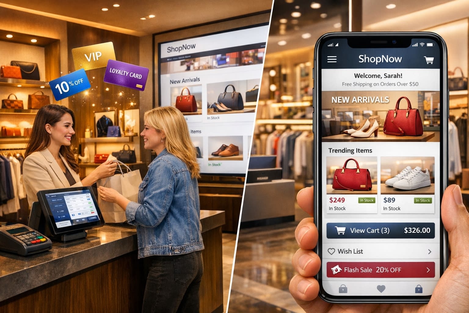 Modern retail store interior with integrated POS system