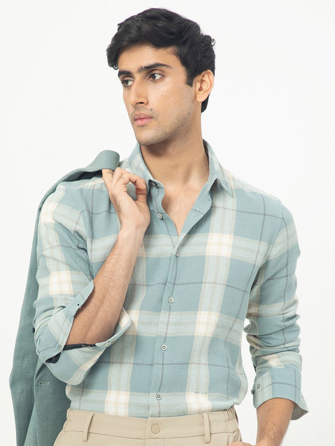 RARE RABBIT Men Melfi Brown Slim Fit Tartan Check Cotton Shirt - default view