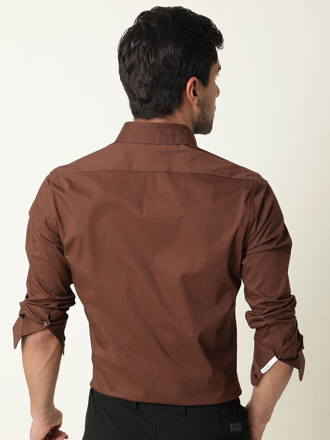 RARE RABBIT Men Brown Regular Fit Plain Formal Shirt - left view