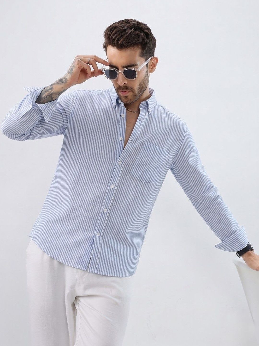 R.Code by The Roadster Life Co. Men Standard Striped Casual Shirt - default view