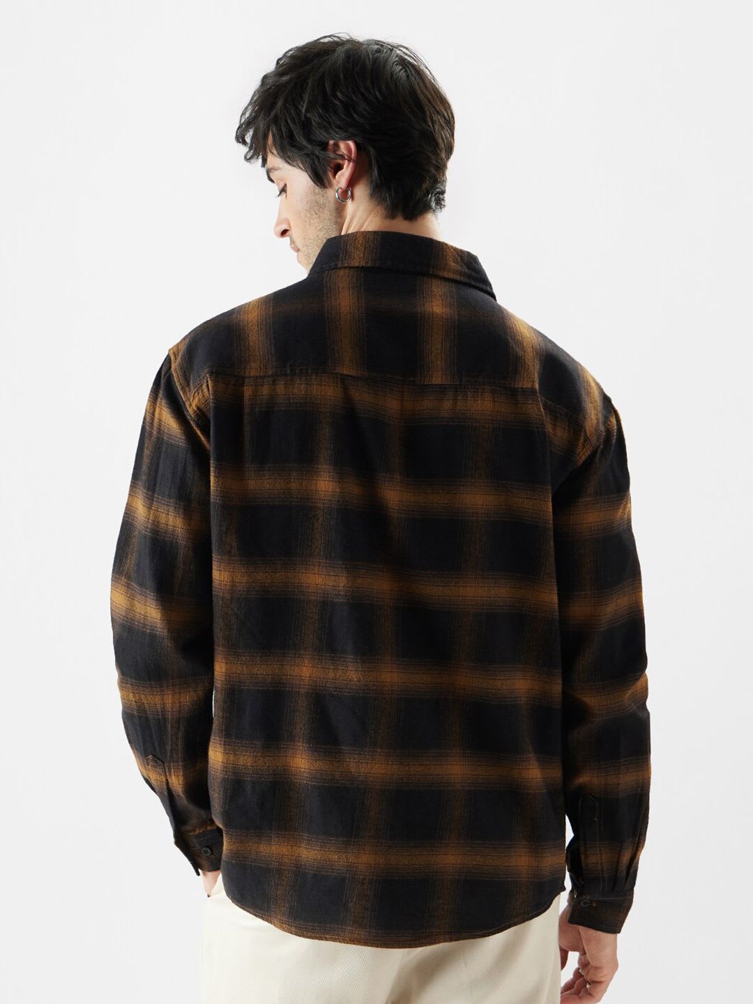 The Souled Store Men Dark Topaz Checked Multicolor Relaxed Shirts - right view