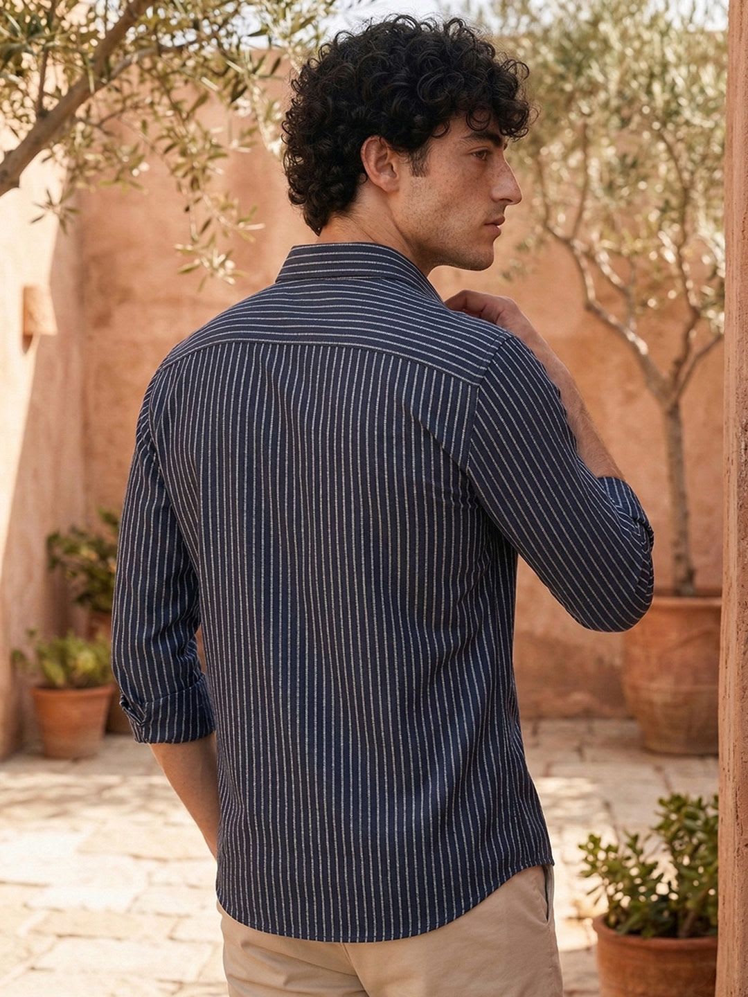 Louis Philippe Sport Men Slim Fit Oxford Natural Stretch Full Sleeve Casual Shirt - right view