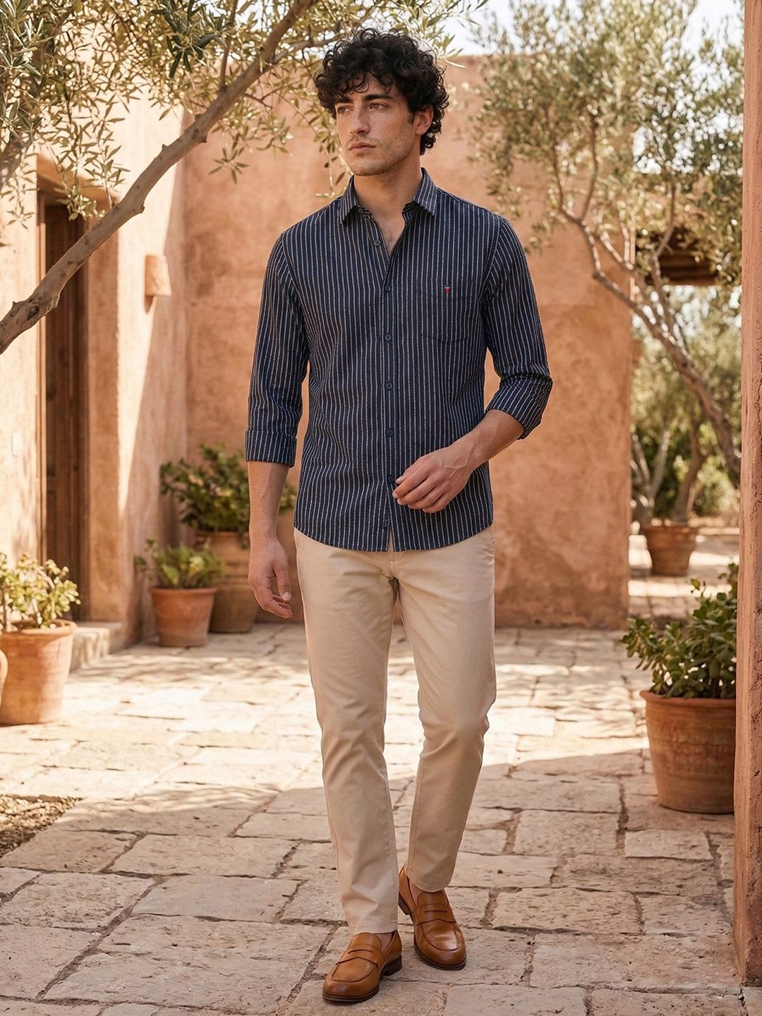 Louis Philippe Sport Men Slim Fit Oxford Natural Stretch Full Sleeve Casual Shirt - left view