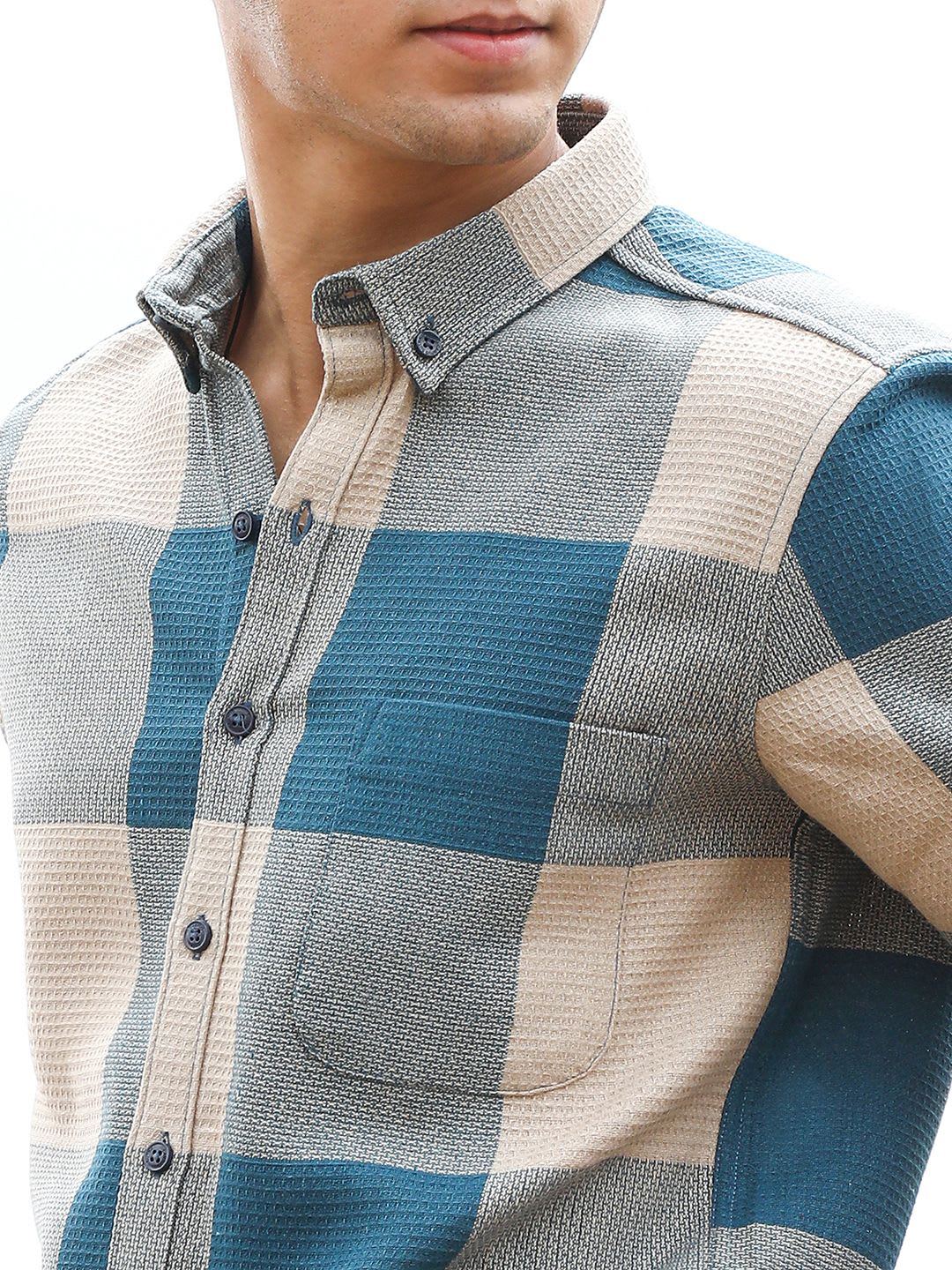 CAHOOT Comfort Buffalo Checks Button-Down Collar Cotton Casual Shirt - left view