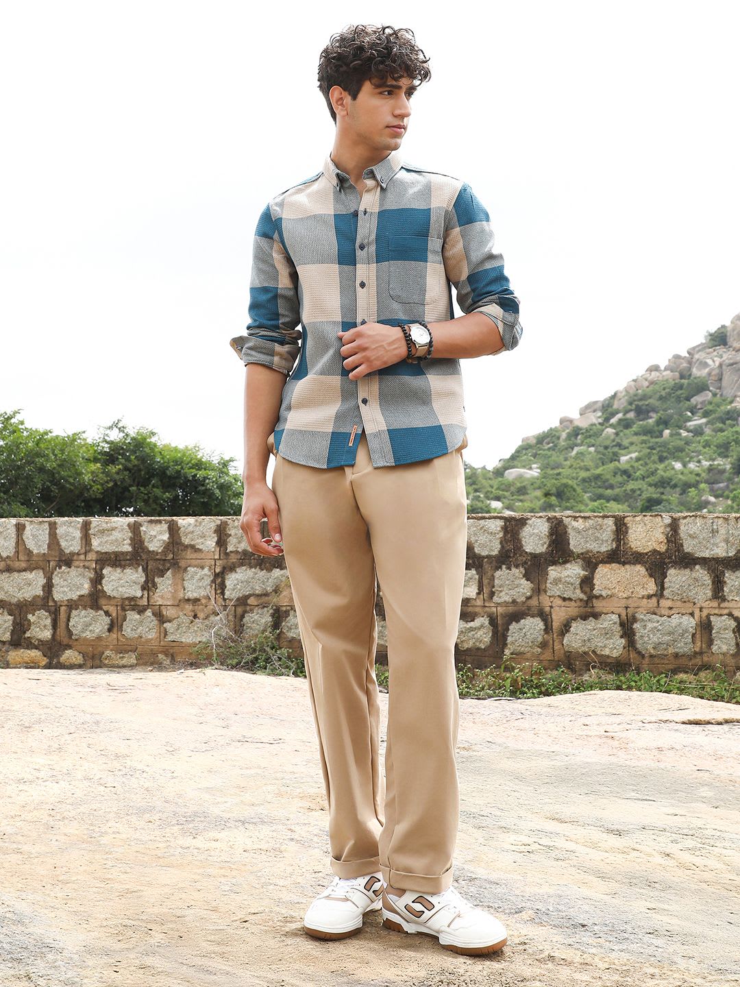 CAHOOT Comfort Buffalo Checks Button-Down Collar Cotton Casual Shirt - right view