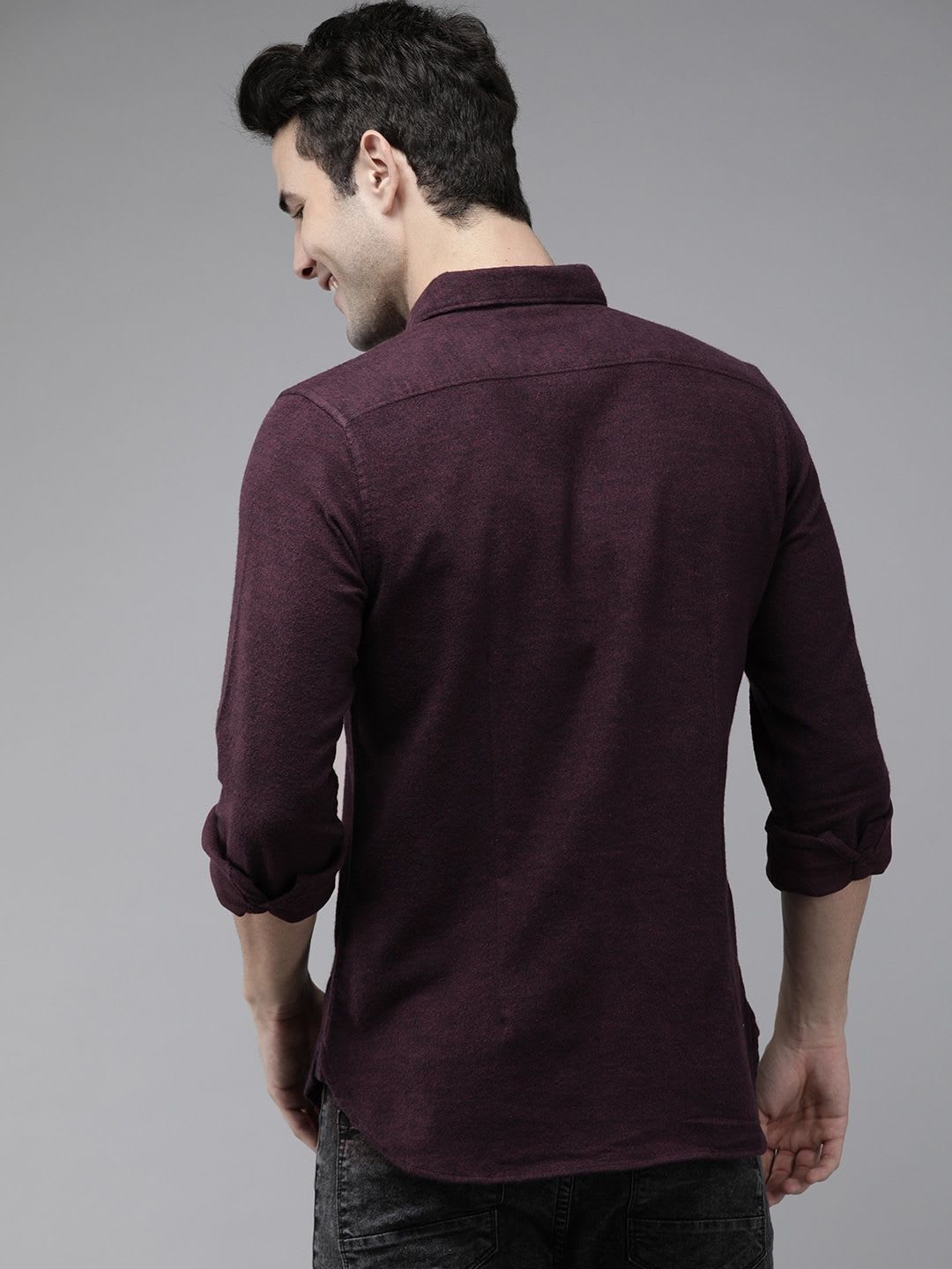 THE BEAR HOUSE Men Purple Slim Fit Casual Shirt - right view
