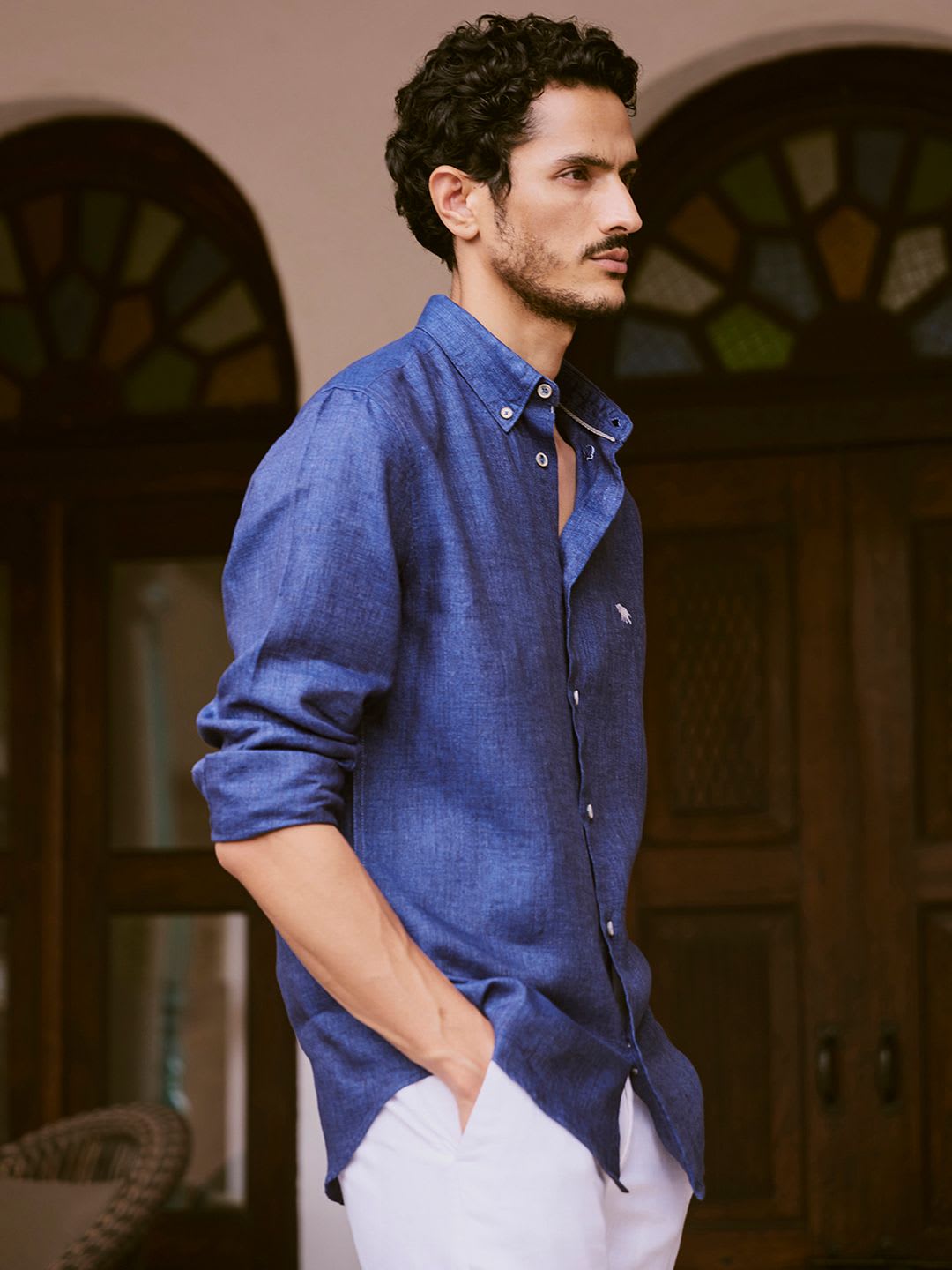 Andamen Men Casual Linen Regular Fit Shirt - back view
