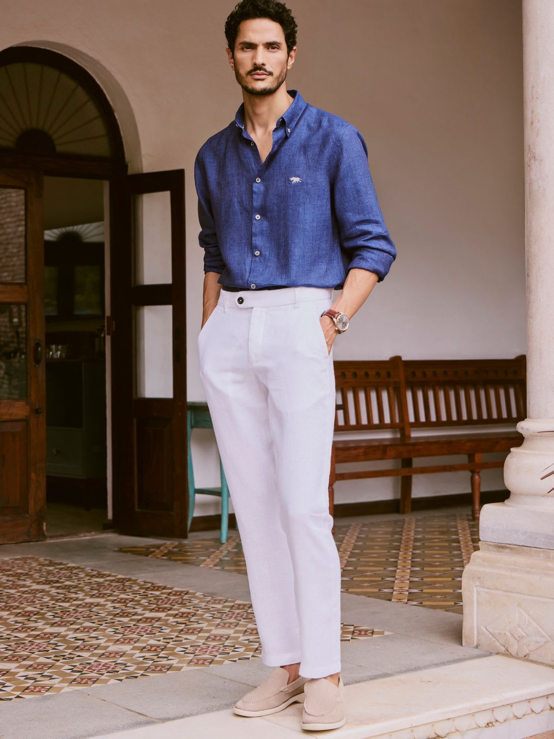 Andamen Men Casual Linen Regular Fit Shirt - left view