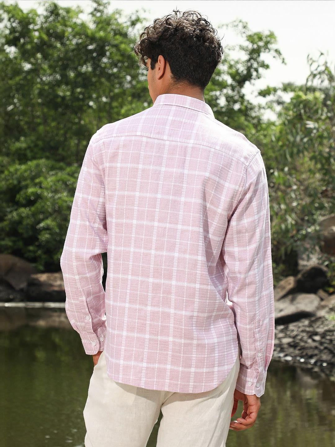 CAHOOT Checked Button-Down Collar Comfort Cotton Casual Shirt - right view