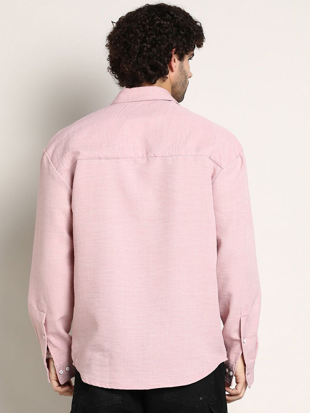 CAHOOT Men Comfort Relaxed Fit Spread Collar Solid Cotton Casual Shirt - left view