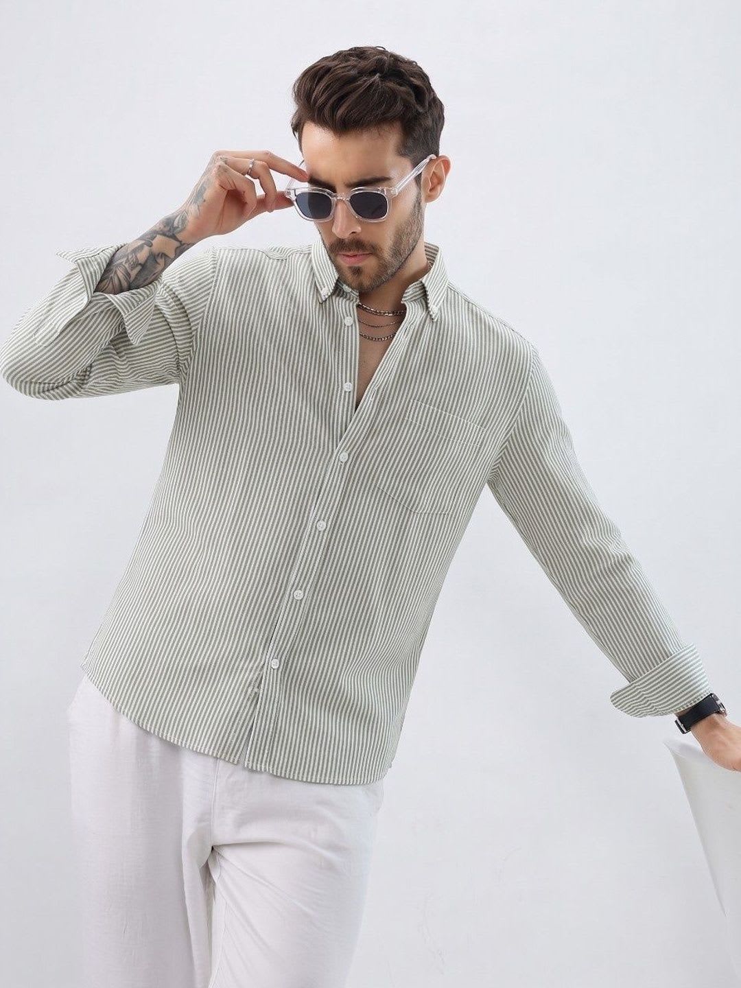 R.Code by The Roadster Life Co. Men Standard Striped Casual Shirt - default view