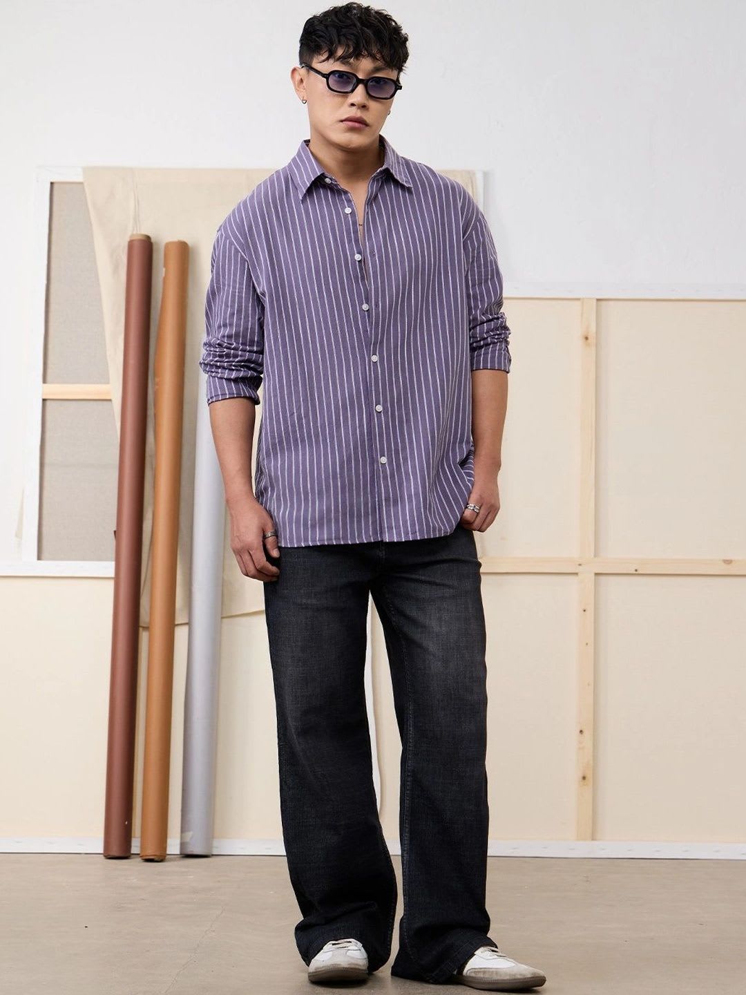 The Souled Store Men Striped Casual Shirt - back view
