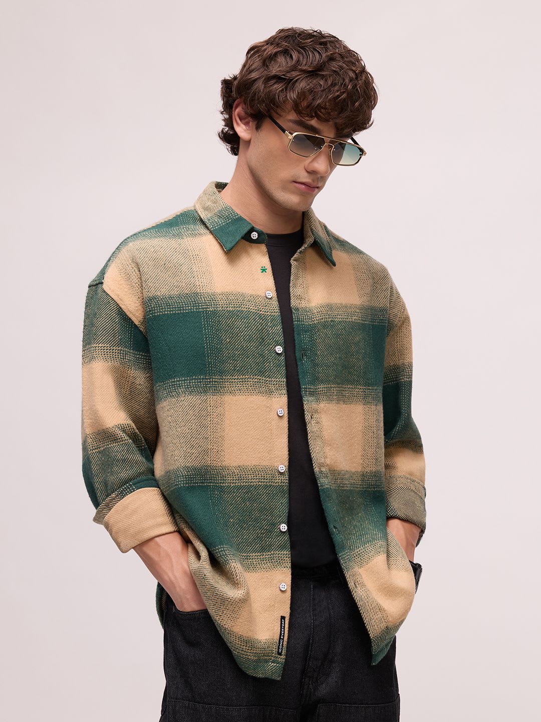 CAHOOT Men's Oversized Fit Buffalo Check Flannel Shirt - default view