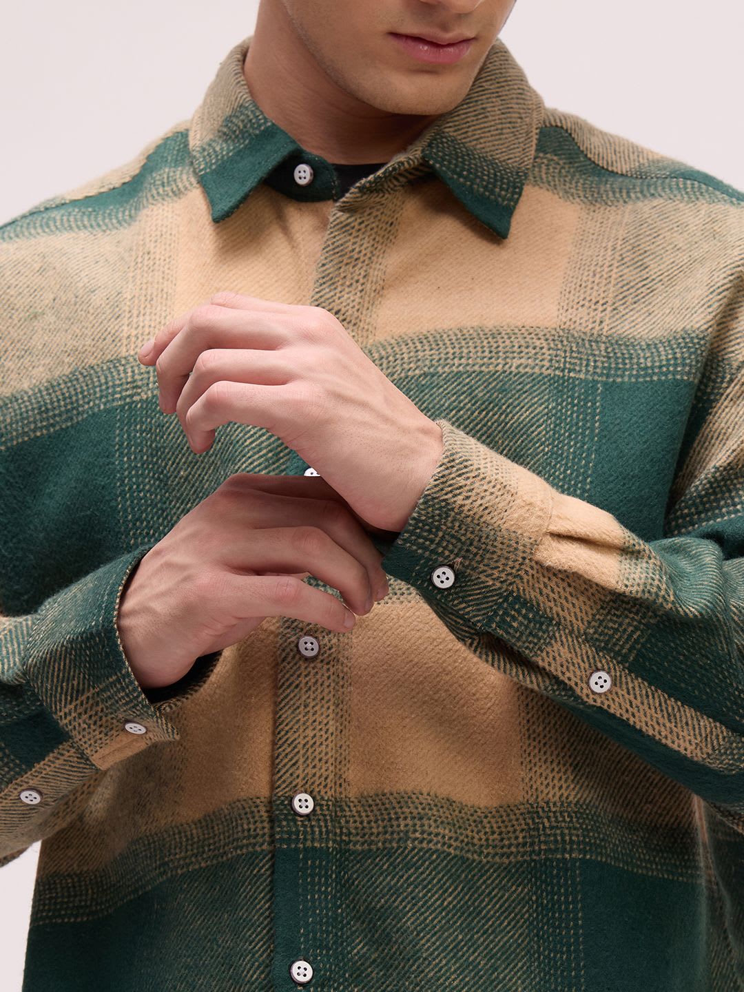 CAHOOT Men's Oversized Fit Buffalo Check Flannel Shirt - left view