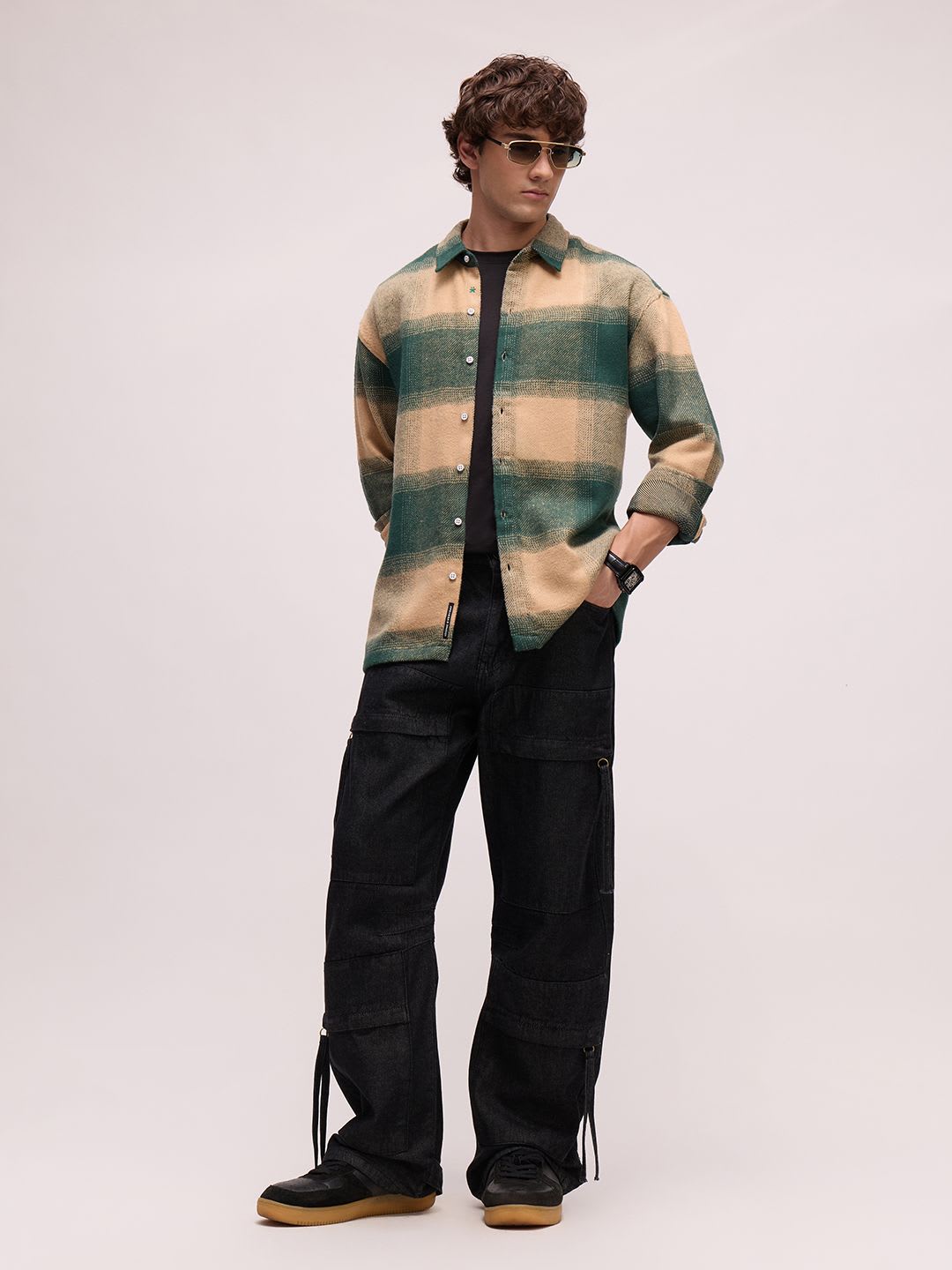 CAHOOT Men's Oversized Fit Buffalo Check Flannel Shirt - right view