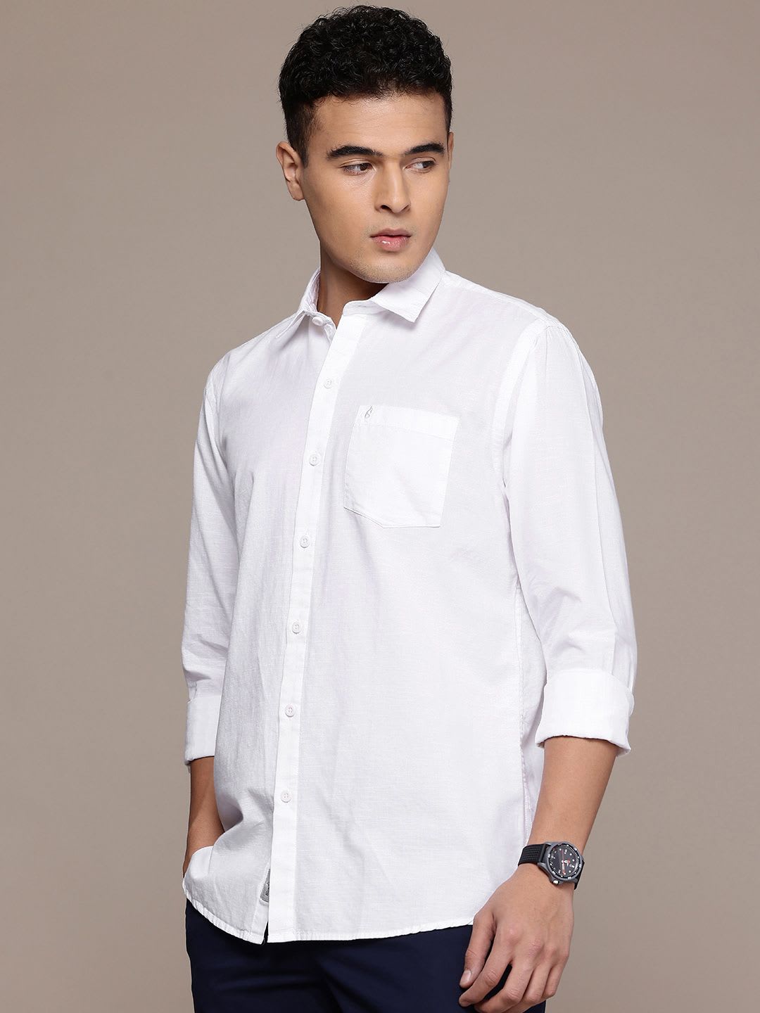 BS BLUE SQUAD Cotton-Linen Casual Shirt - right view