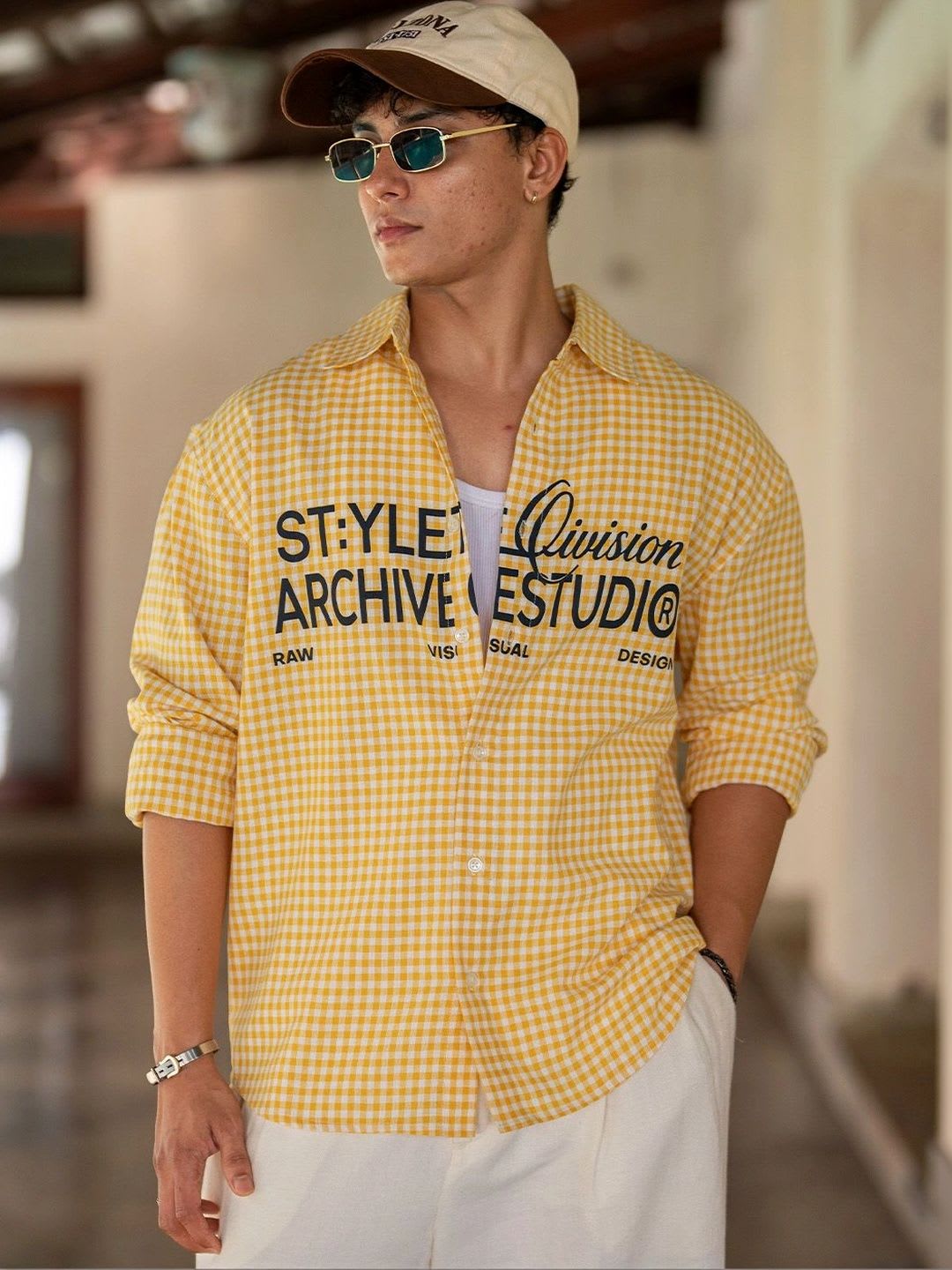 Powerlook Men Gingham Checks Checked Casual Shirt - right view