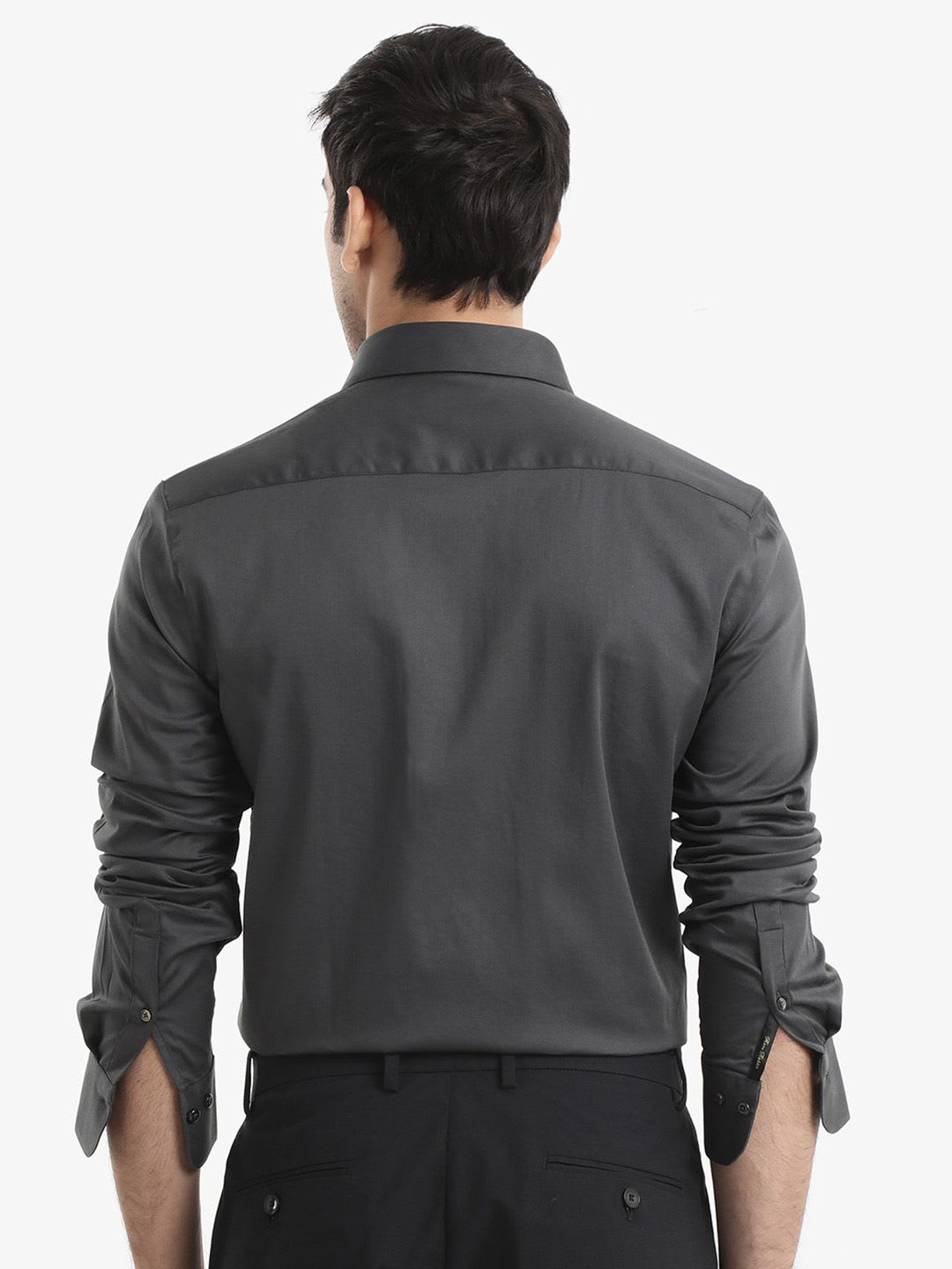 RARE RABBIT Men Grey Regular Fit Plain Formal Shirt - left view