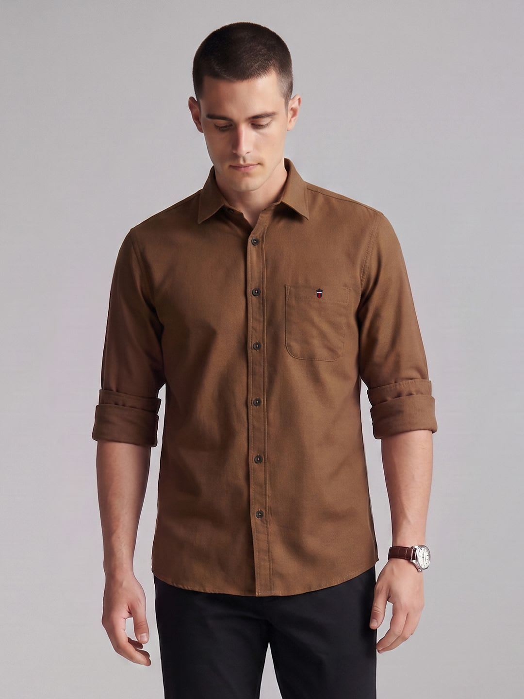 Louis Philippe Sport Slim Fit Textured Pure Cotton Casual Shirt - default view