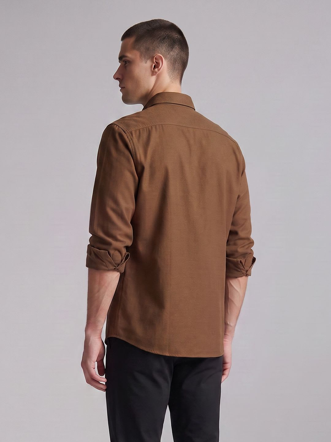 Louis Philippe Sport Slim Fit Textured Pure Cotton Casual Shirt - back view