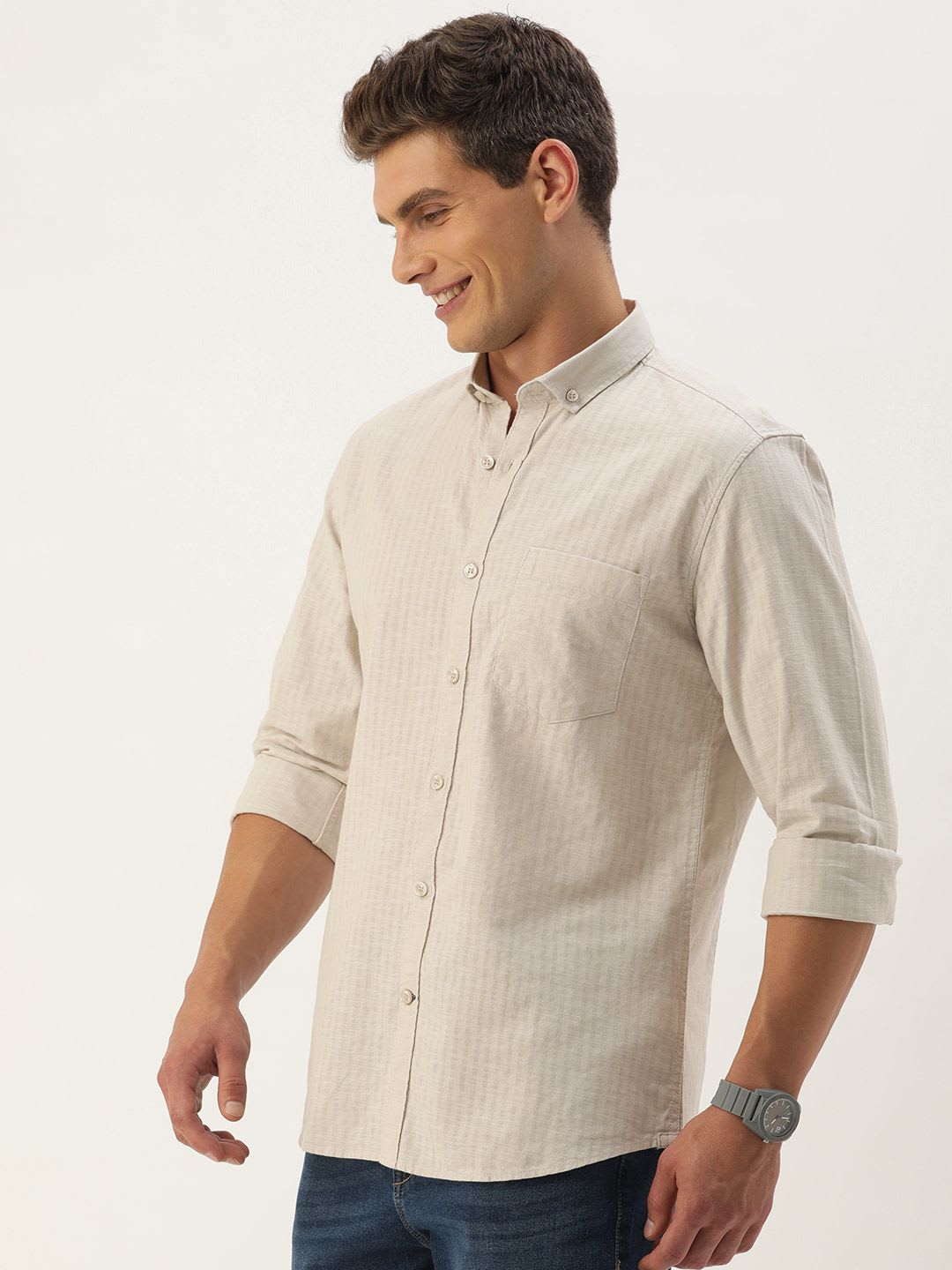 Mast & Harbour Men Standard Opaque Striped Casual Shirt - right view