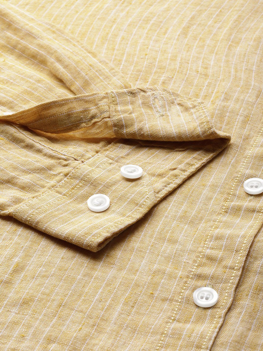 Mast & Harbour Men Yellow & White Regular Fit Striped Casual Shirt - back view