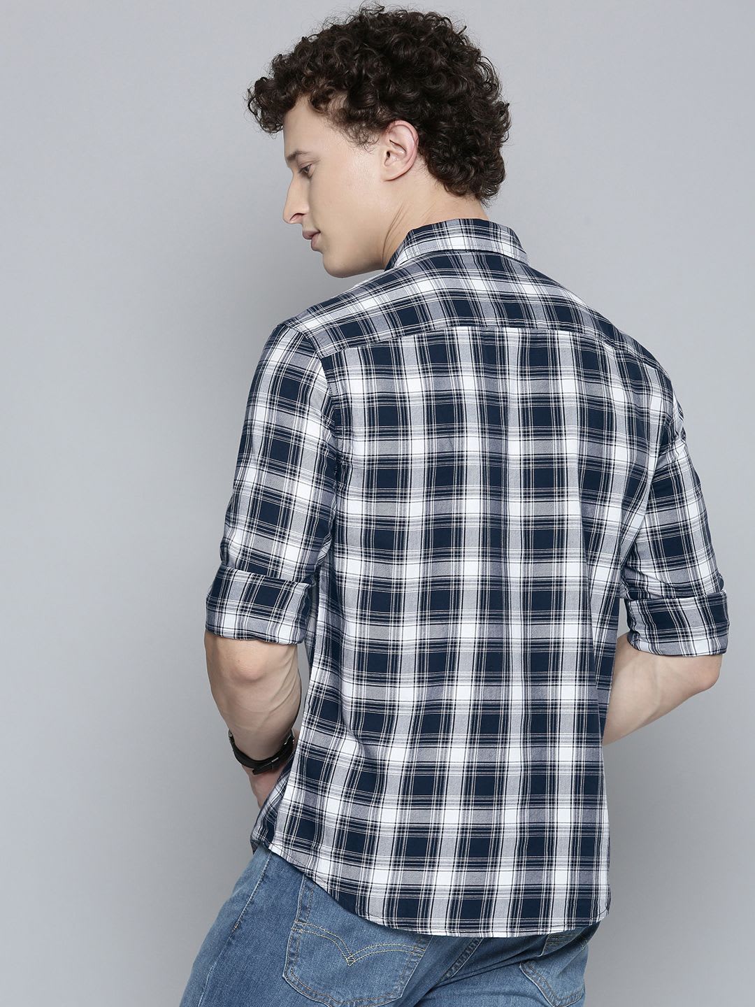 Levis Slim Fit Checked Pure Cotton Casual Shirt - left view
