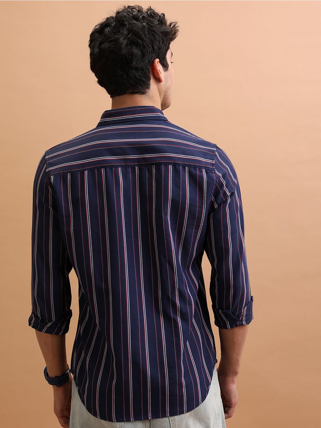 Highlander Men Reg Collar Full Sleeve Striped Shirt - left view