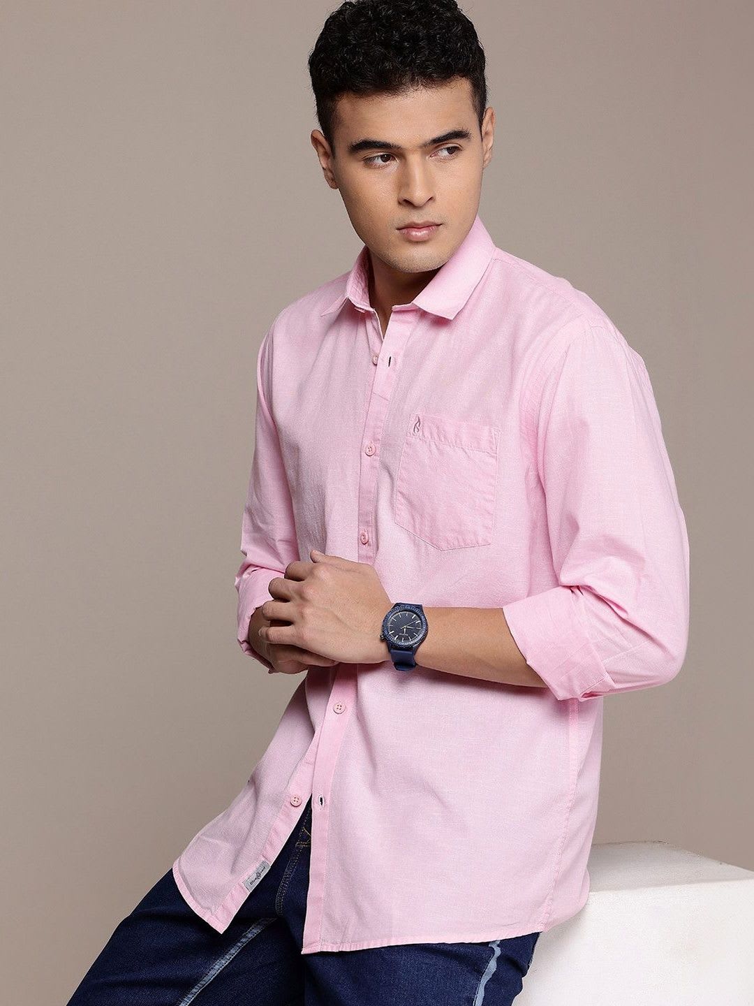 BS BLUE SQUAD Cotton Linen Casual Shirt - right view