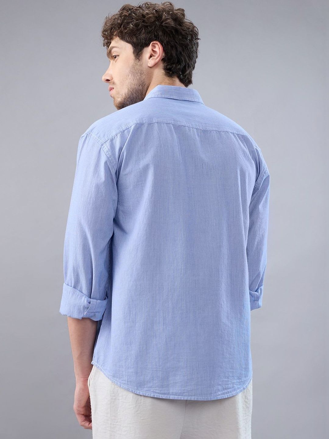 HERE&NOW Men Relaxed Fit Pinstripes Striped Casual Shirt - left view