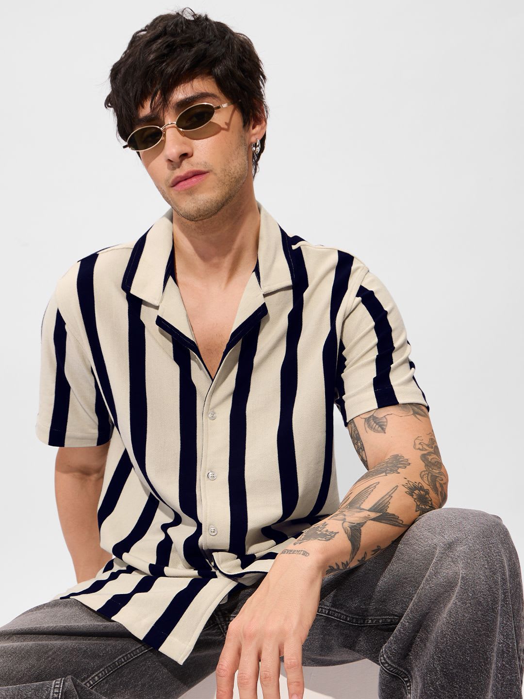 The Souled Store Men Multicolor Stripes Cotton Regular Fit Shirts - default view