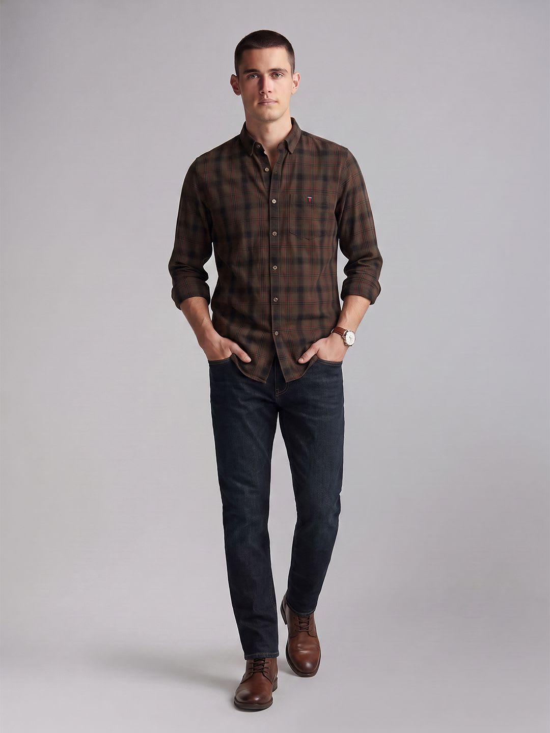 Louis Philippe Jeans Slim Fit Checked Pure Cotton Casual Shirt - right view