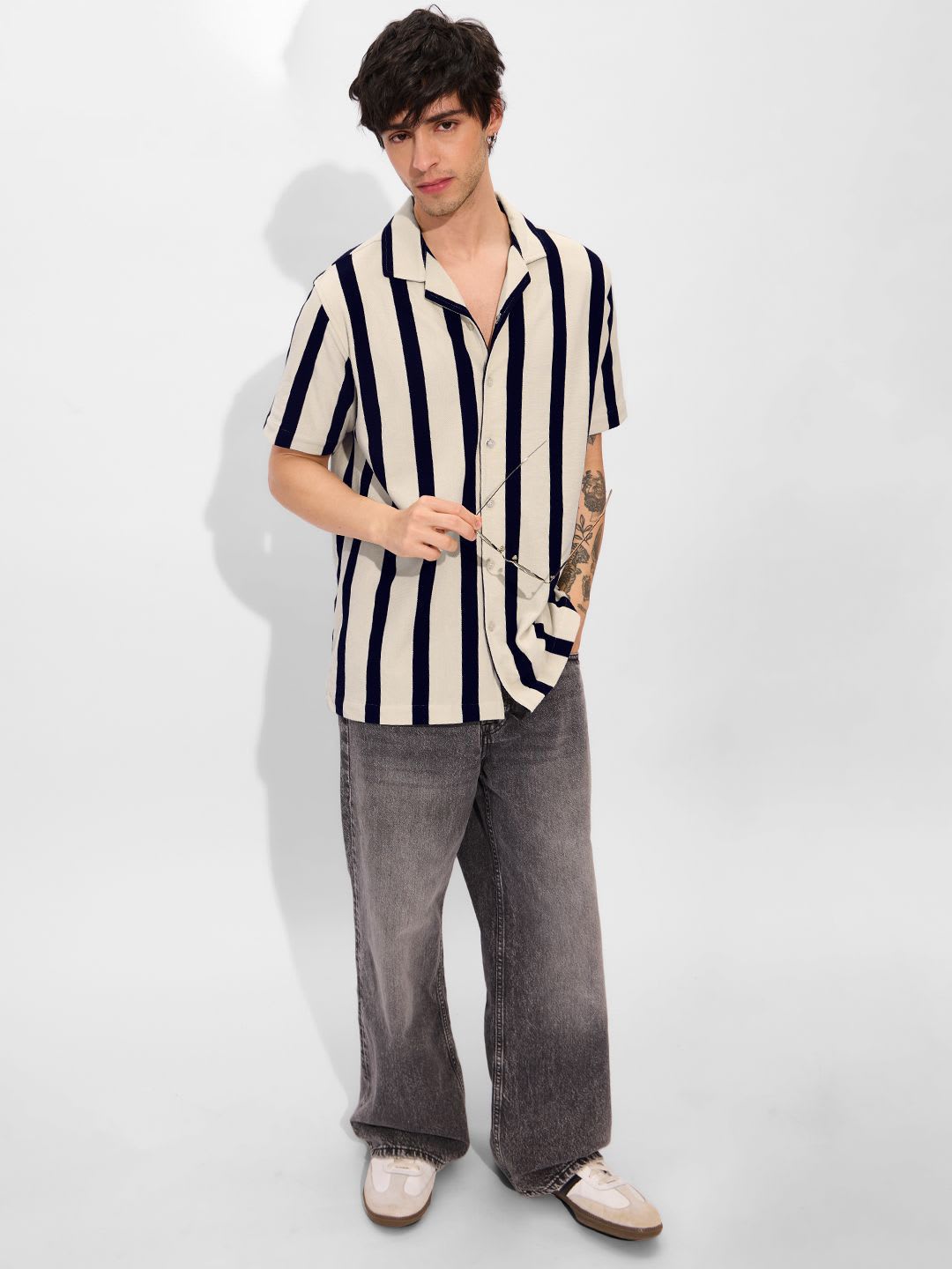 The Souled Store Men Multicolor Stripes Cotton Regular Fit Shirts - top view